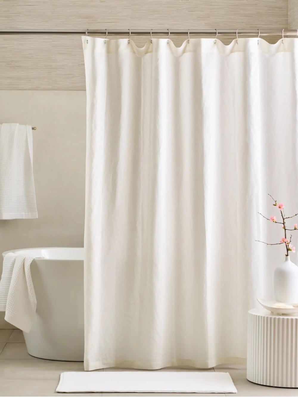 QUINCE European Linen Shower Curtain Ivory 9169